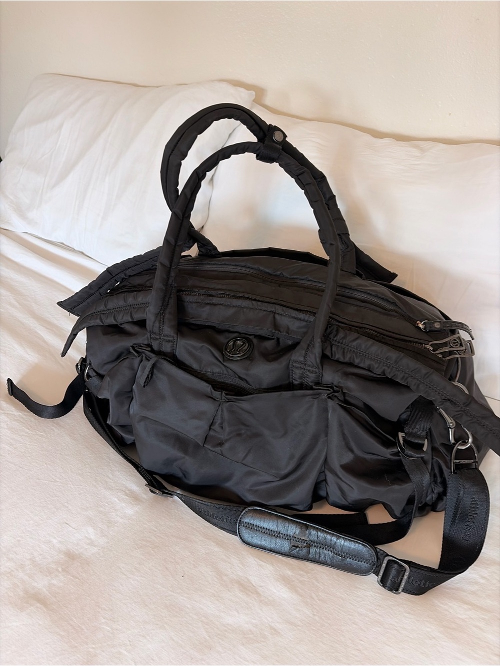 lululemon athletica Black Nylon Duffel with Multiple Pockets